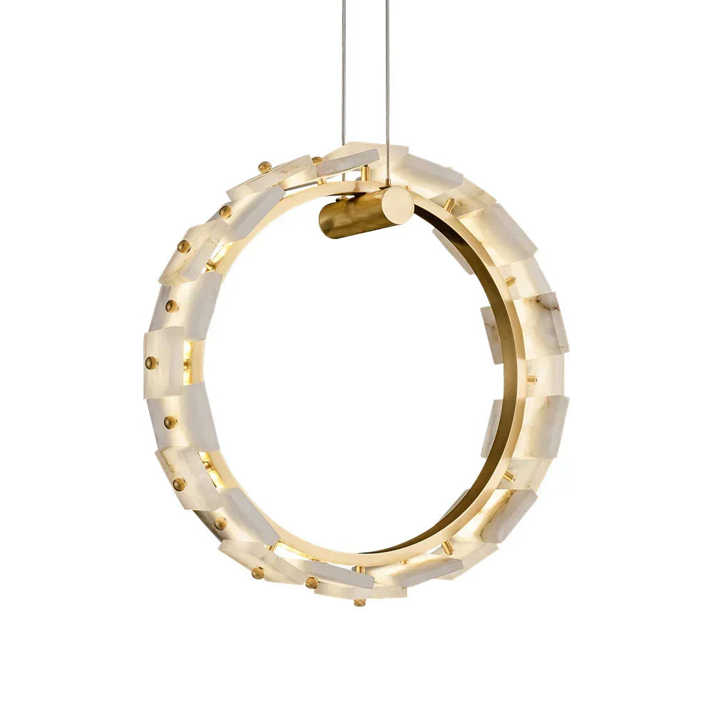 Vertical Ring Alabaster Pendant Lamp - Tianguang Alabaster Lighting