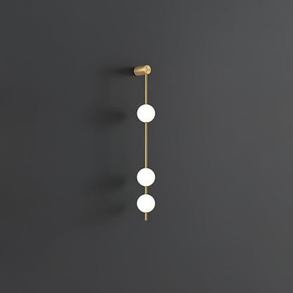 Vertical Balls Wall Light, Hardwired Wall Sconce, Brass, Ball size: Dia 12cm