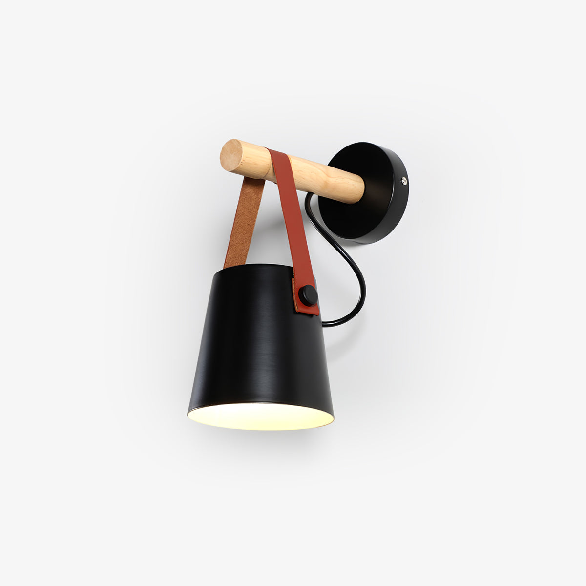Wooden Conical Wall Light - Dia 13cm x H 22cm Metal, Hardwired Wall Sconce, detail 2