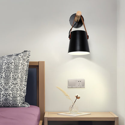 Wooden Conical Wall Light - ∅ 5.1″ x H 8.7″ Metal, Hardwired Wall Sconce, detail 4