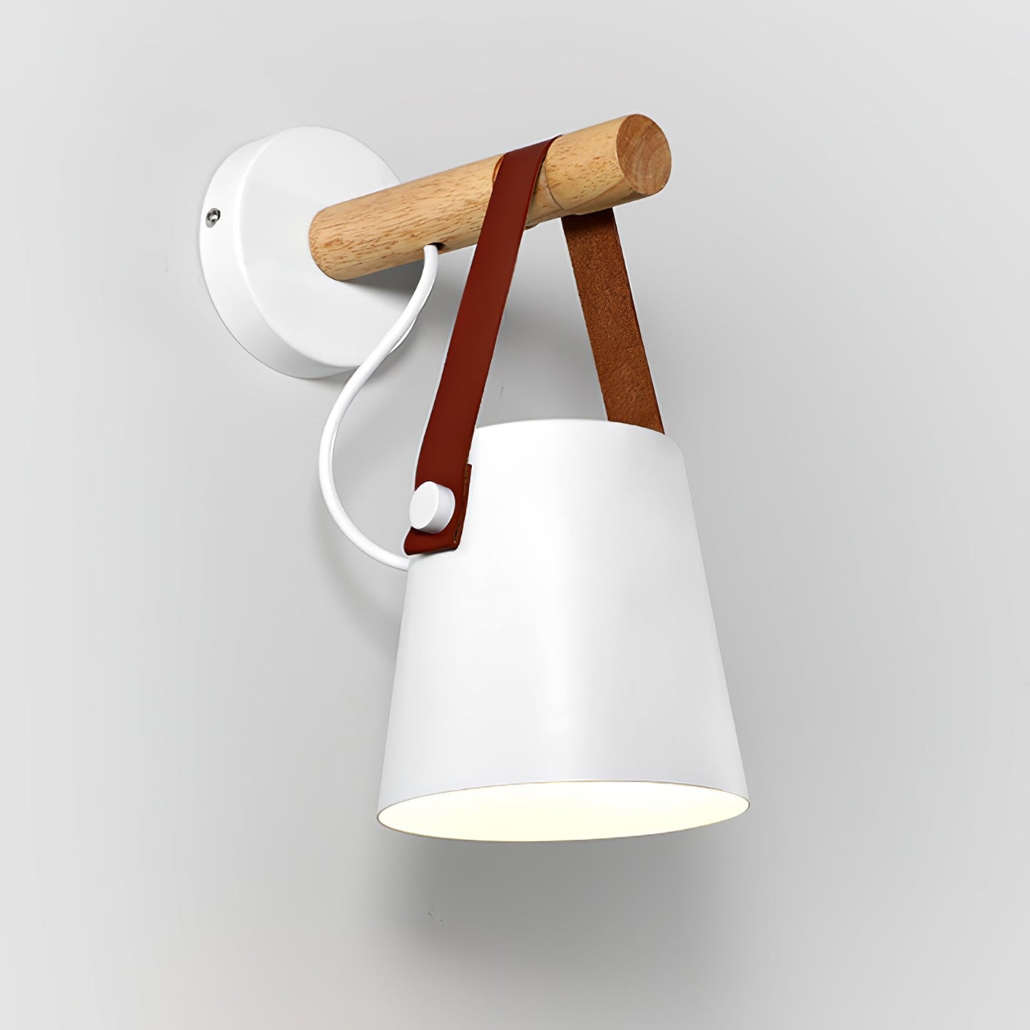 Wooden Conical Wall Light - ∅ 5.1″ x H 8.7″ Metal, Hardwired Wall Sconce, detail 6