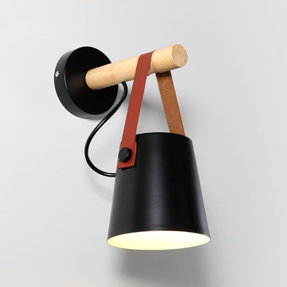 Wooden Conical Wall Light - ∅ 5.1″ x H 8.7″ Metal, Hardwired Wall Sconce, detail 5