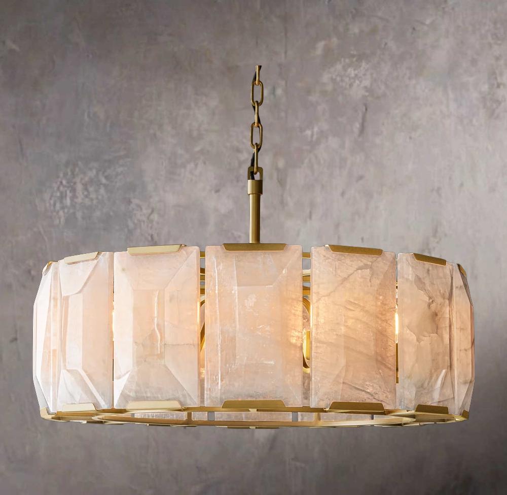 Harlowe Calcite Circular Chandelier 31" - Tianguang Alabaster Lighting