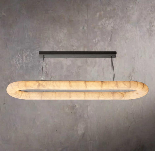 Rivages Smooth Oval Calcite Chandelier 74" - Tianguang Alabaster Lighting