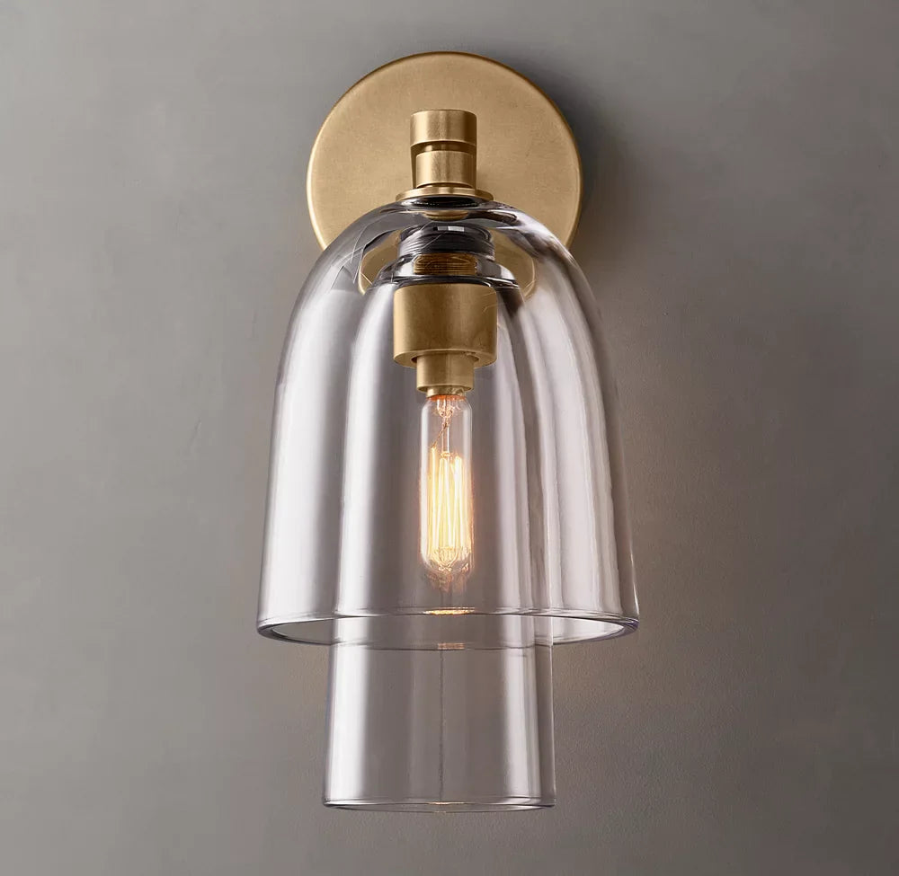 Blom Clear Glass Flute Wall Light, Bathroom Wall Sconce, detail 5