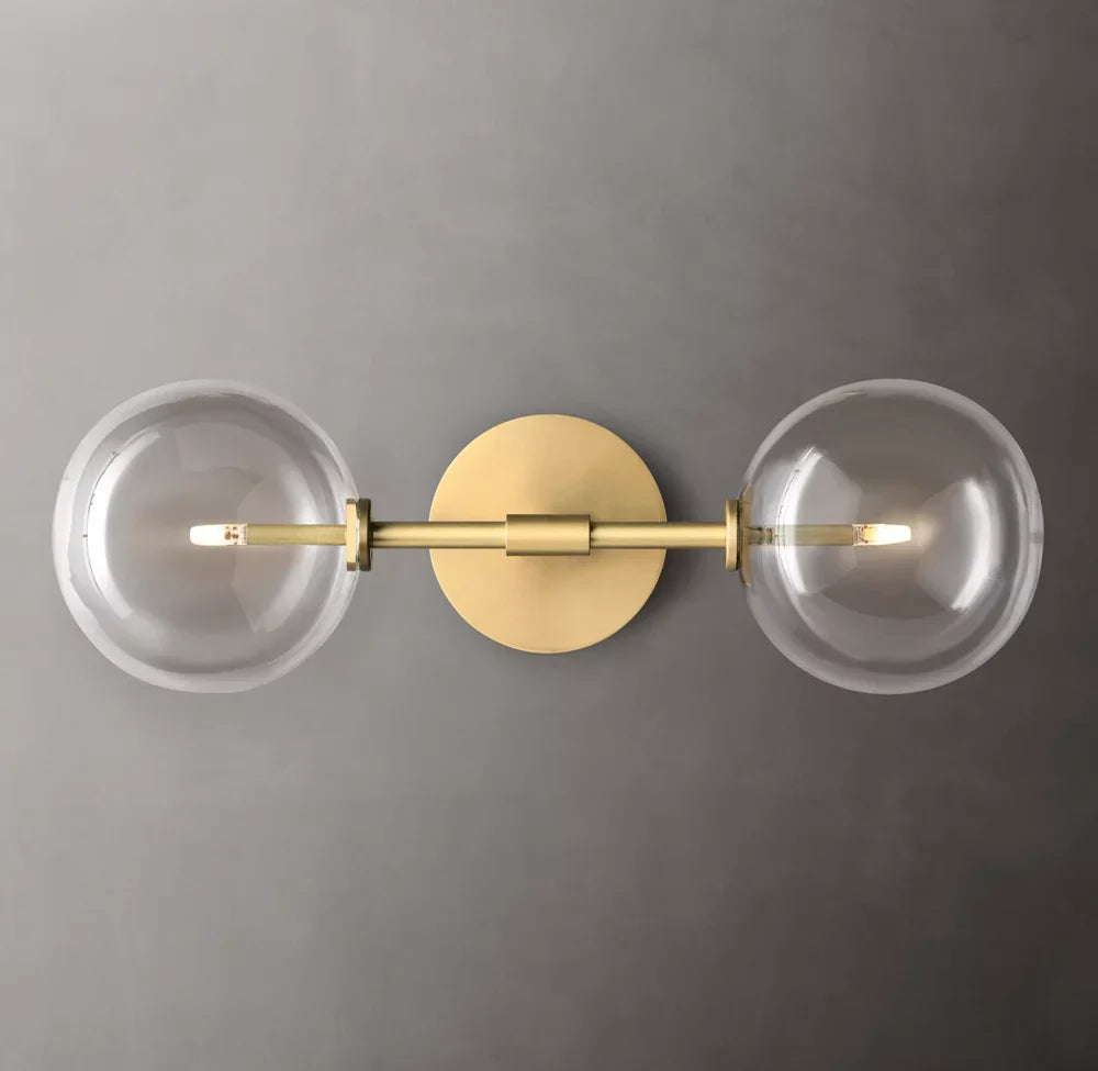 Glass Globe Linear Wall Light, Bathroom Wall Sconce, detail 5