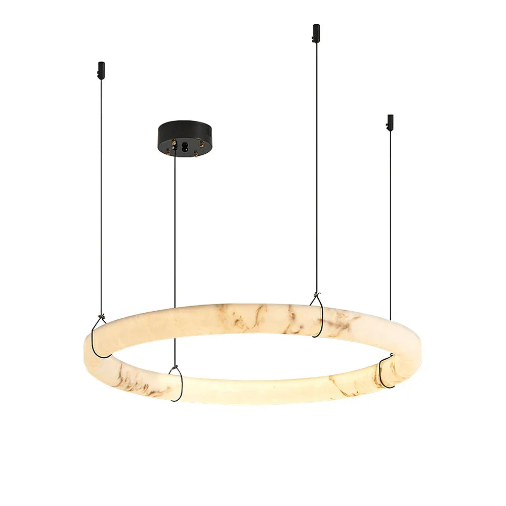 Alabaster Aura Circular Chandelier - Tianguang Alabaster Lighting