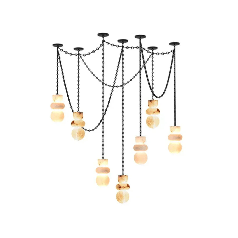 Alabaster Cylindrical Chain Chandelier - Tianguang Alabaster Lighting