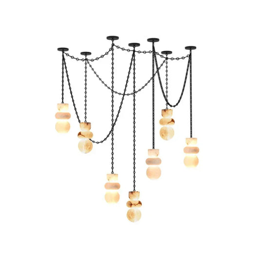 Alabaster Cylindrical Chain Chandelier - Tianguang Alabaster Lighting