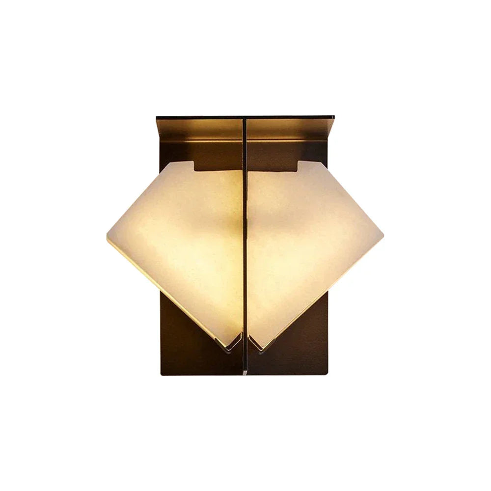 Alabaster Folded Halo Geometric Wall Sconce - Tianguang Alabaster Lighting