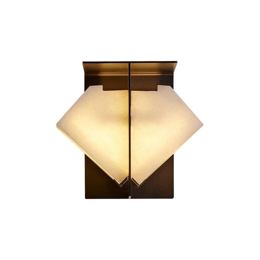 Alabaster Folded Halo Geometric Wall Sconce - Tianguang Alabaster Lighting