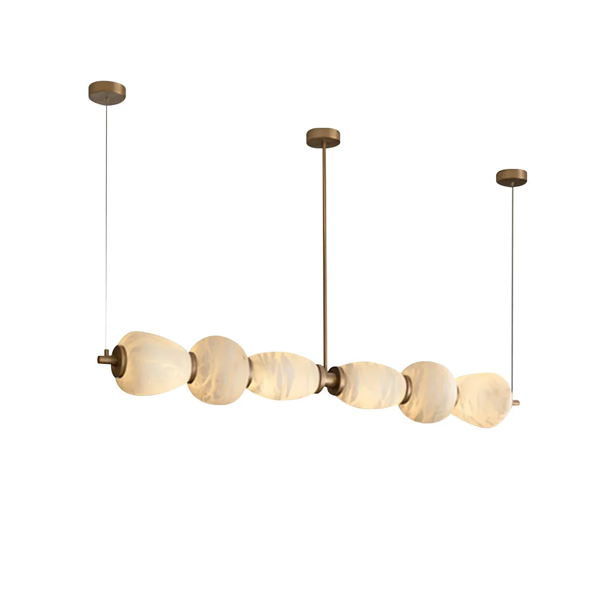 Alabaster Pebble Linear Chandelier 135 cm W x 150 cm H - Tianguang Alabaster Lighting