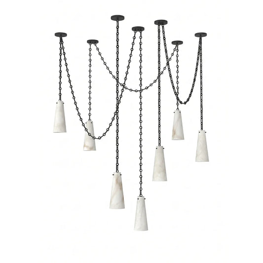 Alabaster Tapered Chain Chandelier - Tianguang Alabaster Lighting