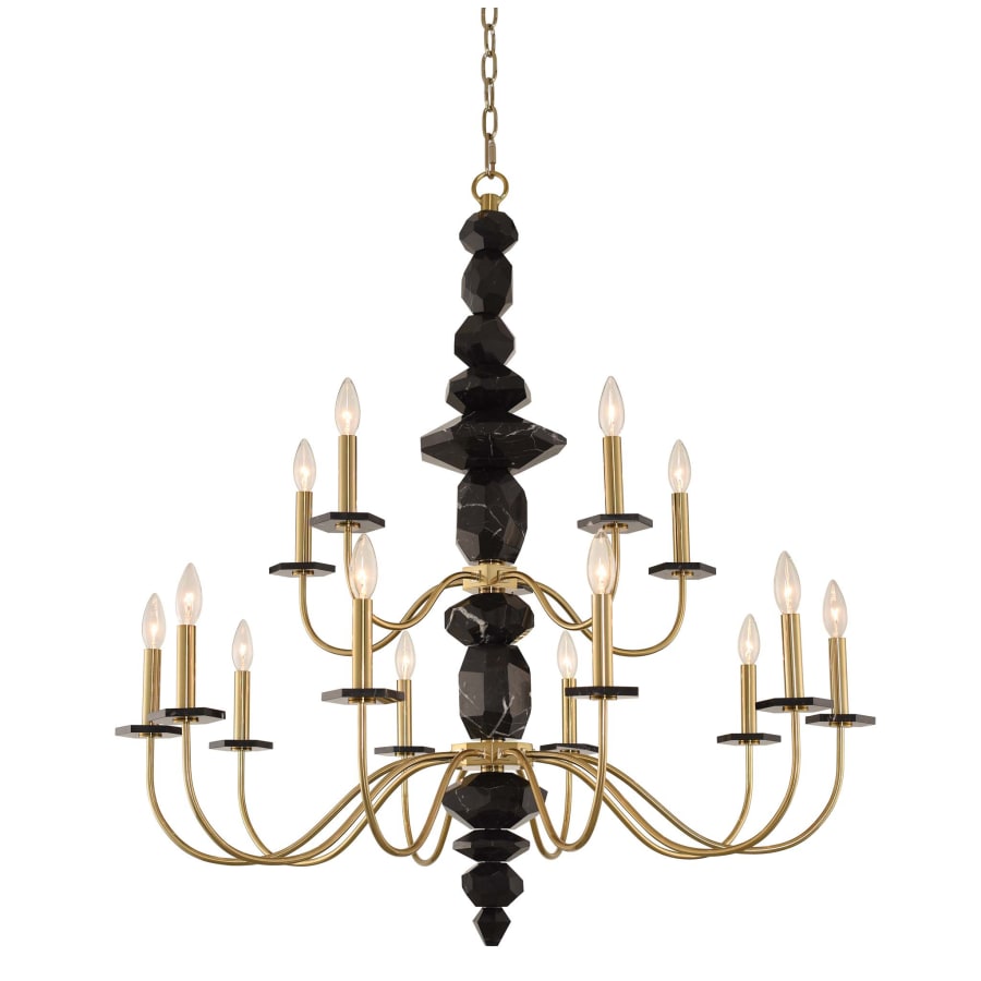 Piedra 15 Light 38" Wide Taper Candle Style Marble Chandelier - Tianguang Alabaster Lighting
