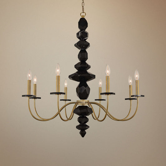 Piedra 34" Wide Brushed Brass 8-Light Marble Chandelier - Tianguang Alabaster Lighting