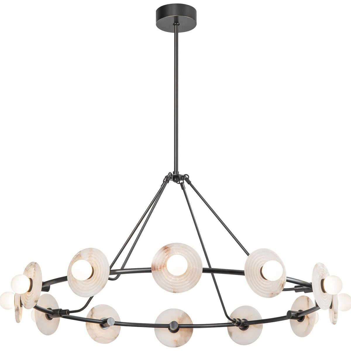 Dahlia LED 46-in Urban Bronze/Alabaster LED Chandeliers - Tianguang Alabaster Lighting