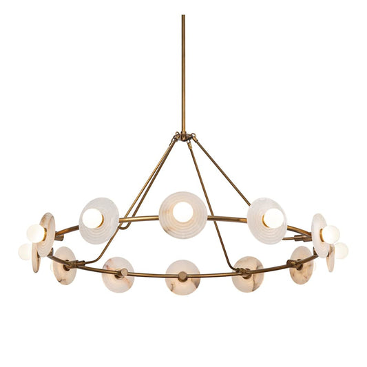 Dahlia 47" Wide LED Ring Alabaster Chandelier - Tianguang Alabaster Lighting