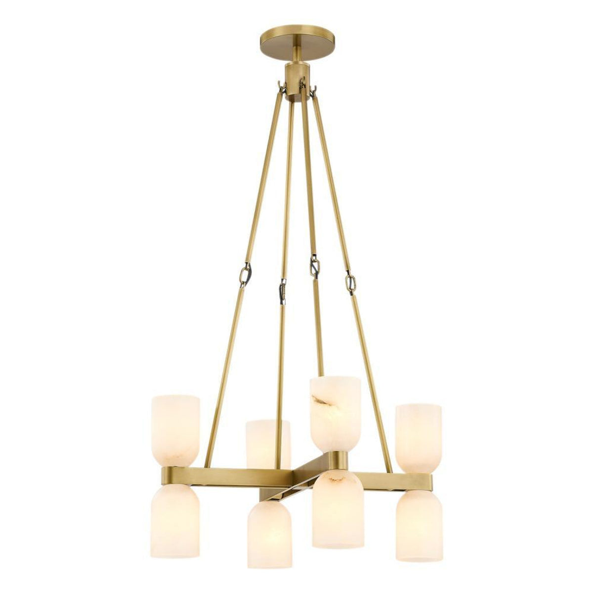 Lucian Alabaster Chandelier 22 in Dia Vintage Brass, Alabaster - Tianguang Alabaster Lighting
