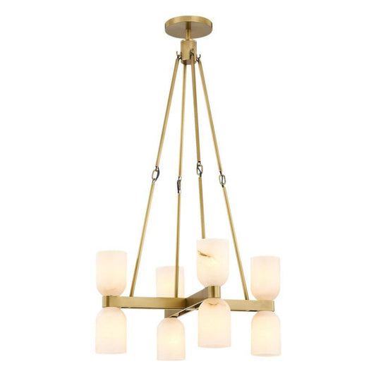 Lucian Alabaster Chandelier 22 in Dia Vintage Brass, Alabaster - Tianguang Alabaster Lighting
