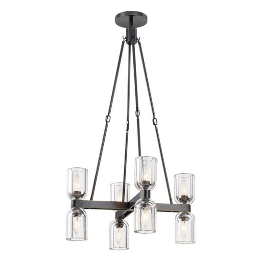 Lucian Alabaster Chandelier 22 in Dia Urban Bronze, Clear Crystal - Tianguang Alabaster Lighting