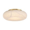 Acme 16'' Integrated LED Aged Brass Alabaster Flush Mount Gold 16"W x 5.5"H x 16"D - Tianguang Alabaster Lighting