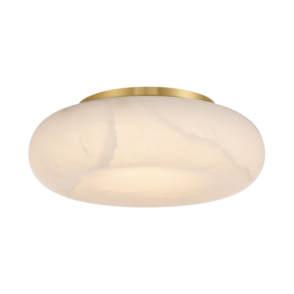 Acme 16'' Integrated LED Aged Brass Alabaster Flush Mount Gold 16"W x 5.5"H x 16"D - Tianguang Alabaster Lighting