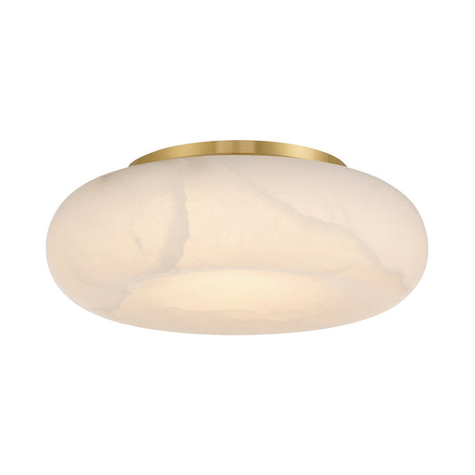 Acme 16'' Integrated LED Aged Brass Alabaster Flush Mount Gold 16"W x 5.5"H x 16"D - Tianguang Alabaster Lighting