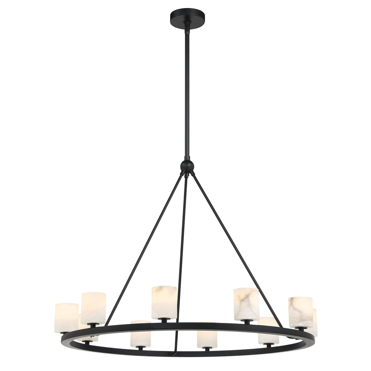 Aragon 34.75'' LED Matte Black Alabaster Chandelier Black 34.75"W x 26"H x 34.75"D - Tianguang Alabaster Lighting