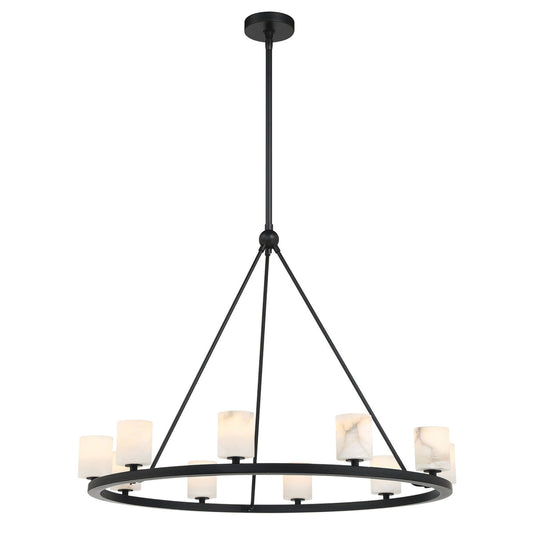 Aragon 34.75'' LED Matte Black Alabaster Chandelier Black 34.75"W x 26"H x 34.75"D - Tianguang Alabaster Lighting