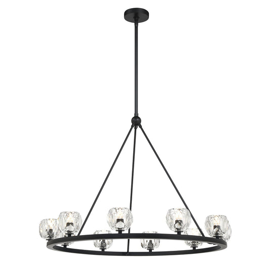 Aragon 36'' LED Matte Black Alabaster Chandelier Black 36"W x 26"H x 36"D - Tianguang Alabaster Lighting