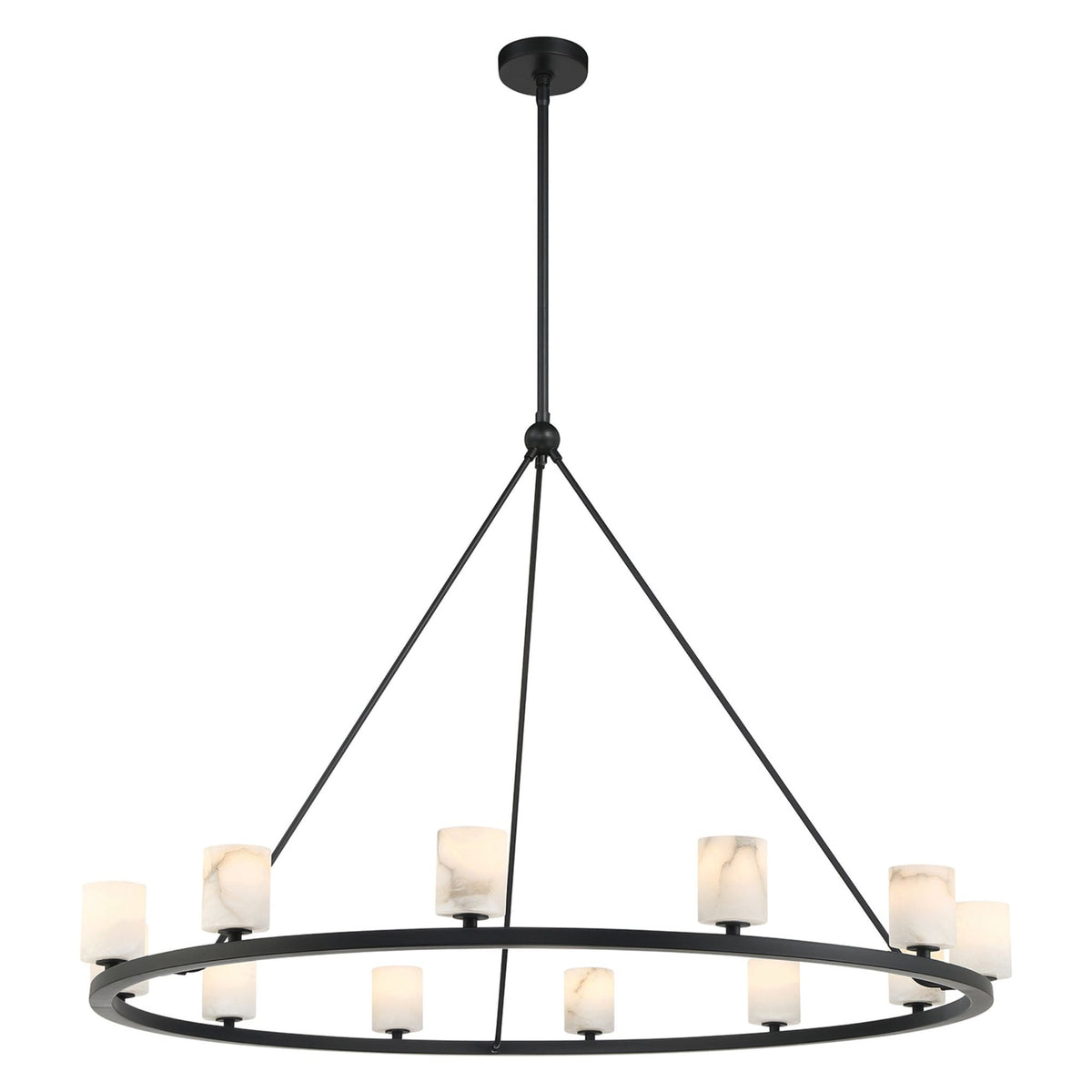 Aragon 46.75'' LED Matte Black Alabaster Chandelier Black 46.75"W x 32"H x 46.75"D - Tianguang Alabaster Lighting