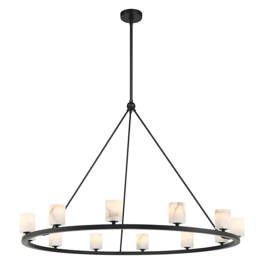 Aragon 46.75'' LED Matte Black Alabaster Chandelier Black 46.75"W x 32"H x 46.75"D - Tianguang Alabaster Lighting