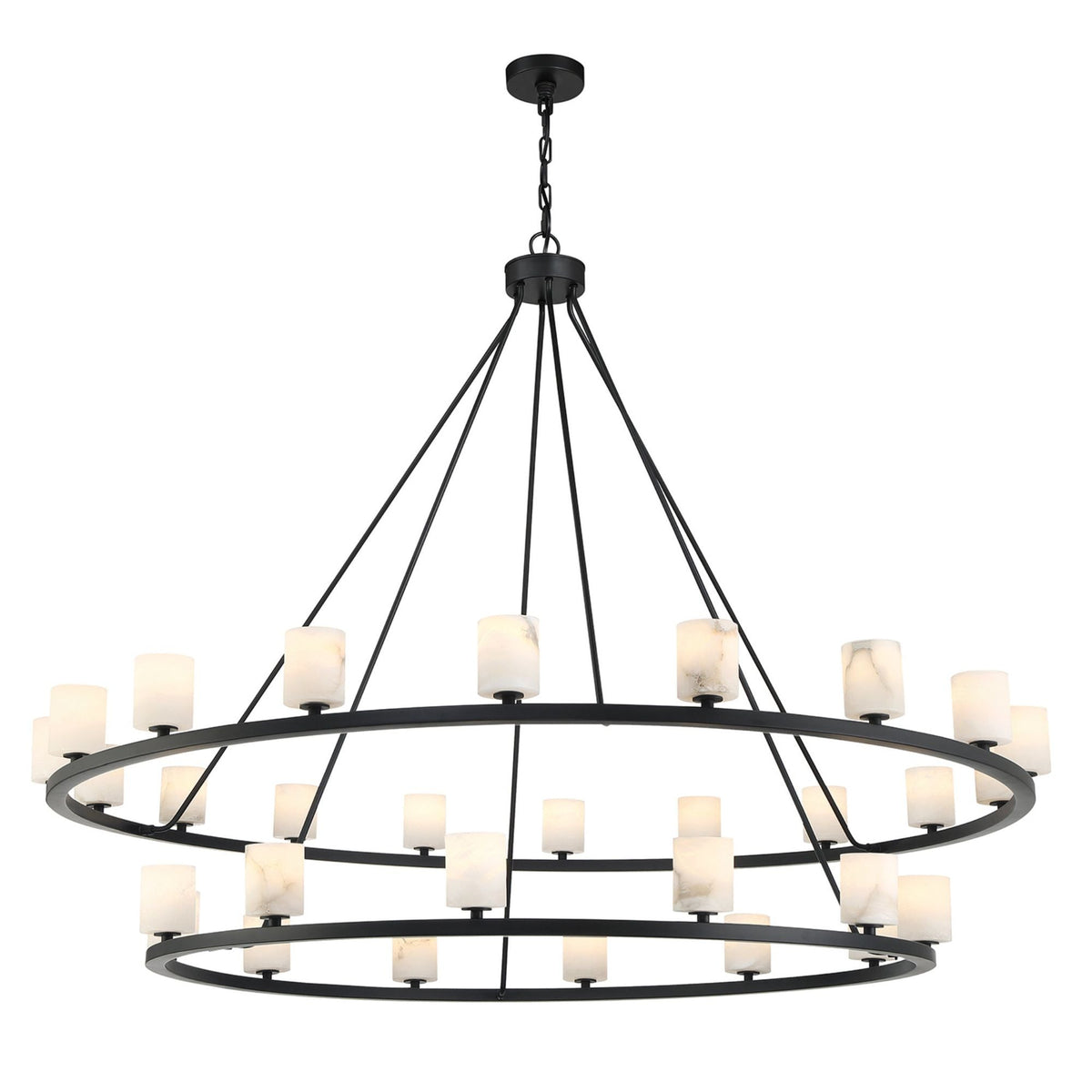 Aragon 58.75'' LED Matte Black Alabaster Chandelier Black 58.75"W x 46"H x 58.75"D - Tianguang Alabaster Lighting