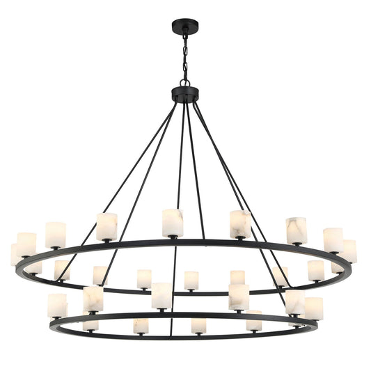 Aragon 58.75'' LED Matte Black Alabaster Chandelier Black 58.75"W x 46"H x 58.75"D - Tianguang Alabaster Lighting