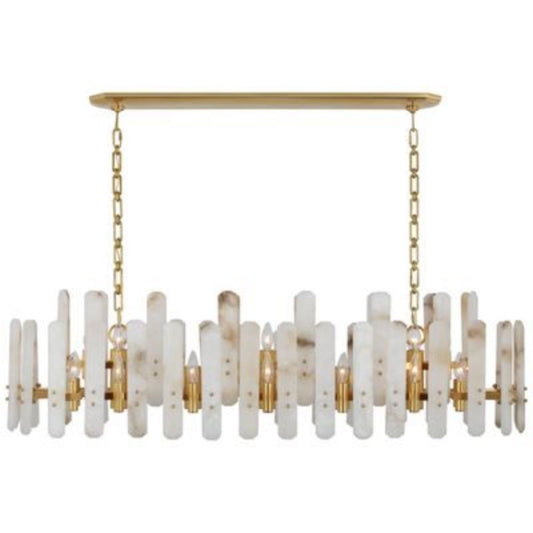 Alabaster Downtor Large Linear Chandelier - Tianguang Alabaster Lighting
