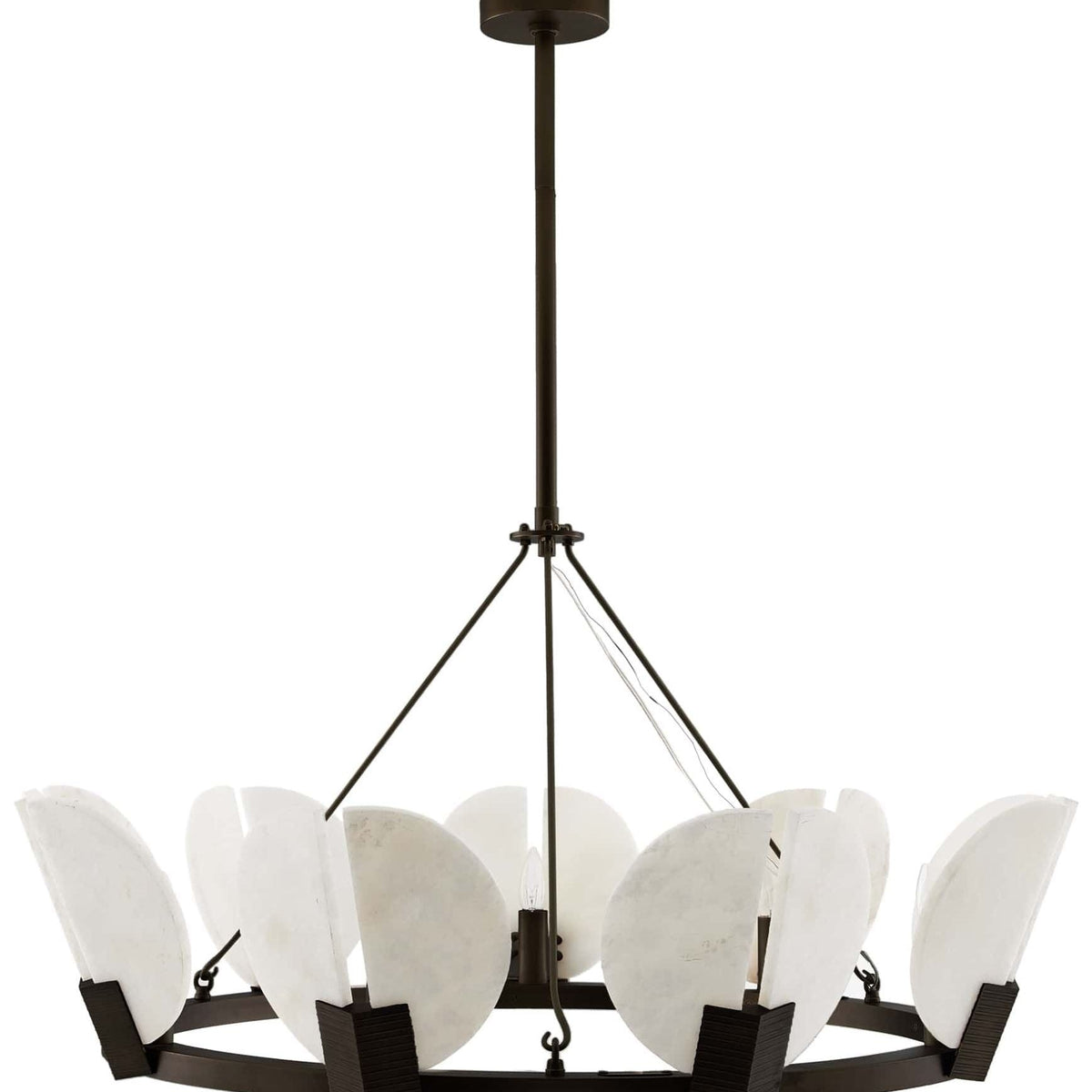 Sierra Chandelier- 40" English Bronze, White Alabaster - Tianguang Alabaster Lighting