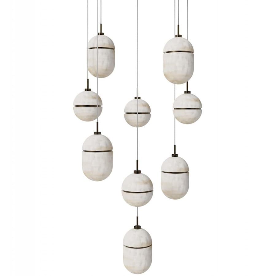 Sedona 9 Light 20" Wide Multi Light Alabaster Pendant - Tianguang Alabaster Lighting