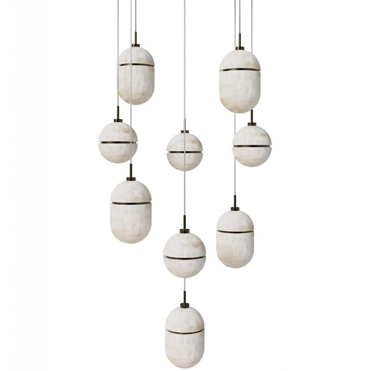 Sedona 9 Light 20" Wide Multi Light Alabaster Pendant - Tianguang Alabaster Lighting