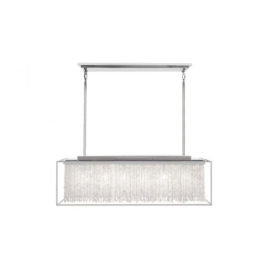 Soho 6 Light 48" Wide Linear Natural Stone Chandelier with Draped Moonstone Shade - Tianguang Alabaster Lighting