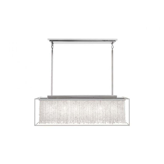 Soho 6 Light 48" Wide Linear Natural Stone Chandelier with Draped Moonstone Shade - Tianguang Alabaster Lighting