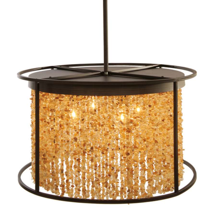 Soho 4 Light 24" Wide Drum Natural Stone Chandelier with Draped Moonstone Shade - Tianguang Alabaster Lighting
