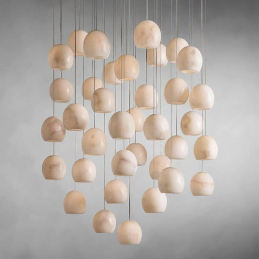 Arica Round Alabaster Chandelier 36 in Dia - Tianguang Alabaster Lighting