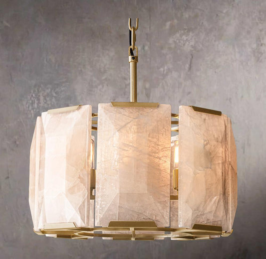 Harlowe Calcite Circular Chandelier 19" - Tianguang Alabaster Lighting