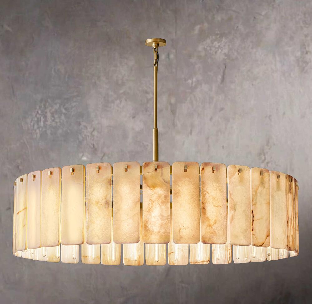 Calamette Onyx Circular Chandelier 60" - Tianguang Alabaster Lighting