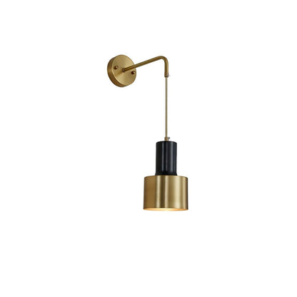 Brivon Brass Linear Wall Light, Bedroom Wall Sconce, ∅ 4.7″ x H 17.7″