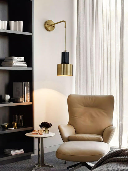 Brivon Brass Linear Wall Light, Bedroom Wall Sconce, detail 11