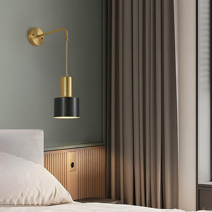 Brivon Brass Linear Wall Light, Bedroom Wall Sconce, detail 6