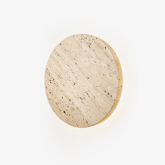 Siena Travertine Wall Light 7.9 in Dia Yellow Travertine - Tianguang Alabaster Lighting