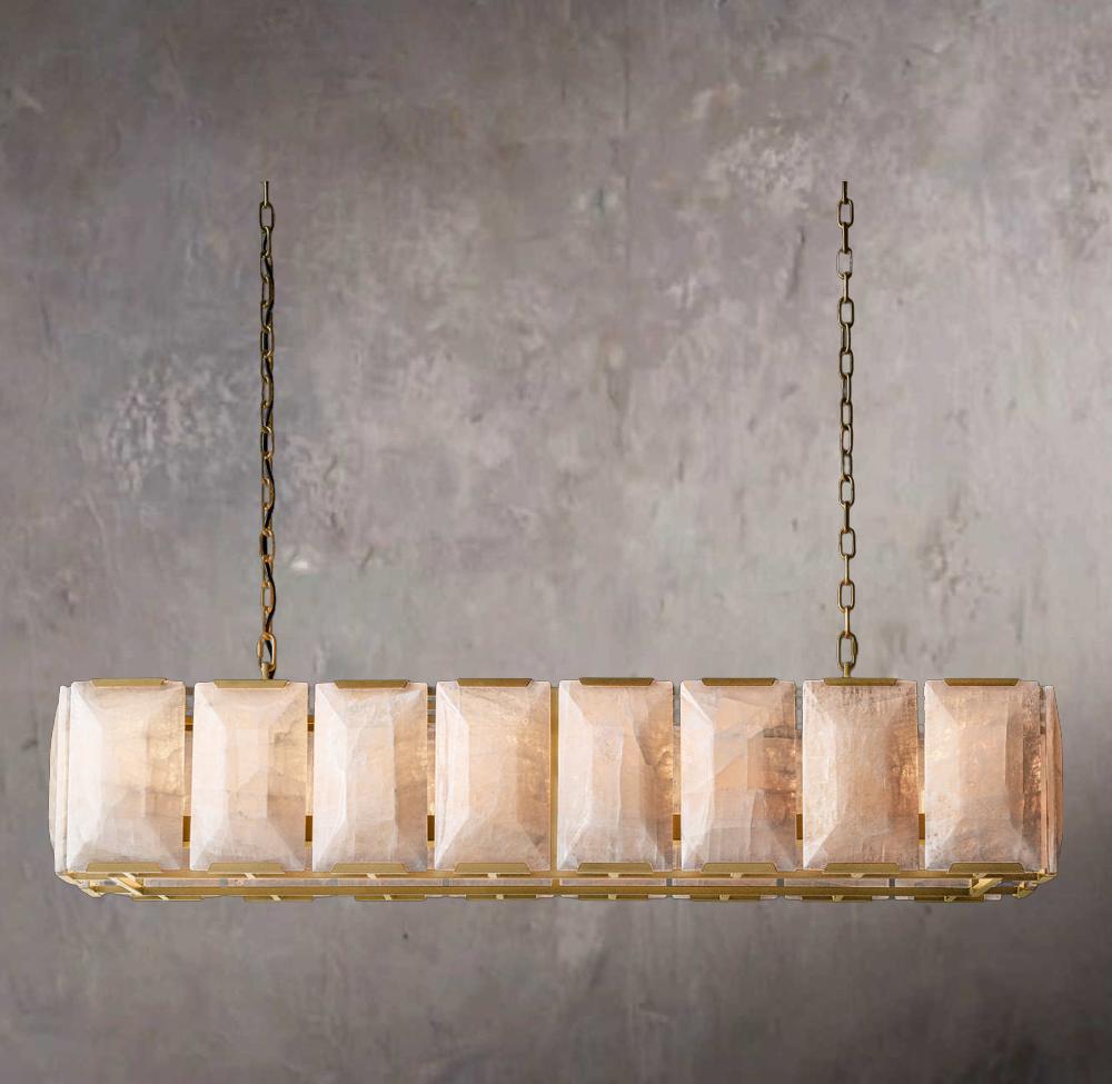 Harlowe Rectangular Calcite 54" Chandelier - Tianguang Alabaster Lighting