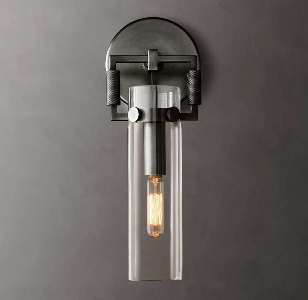 Machinist Glass Cylinder Wall Light 9", Bathroom Wall Sconce, detail 7